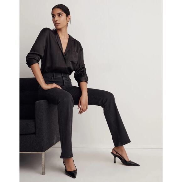 Madewell black THE ROADTRIPPER SKINNY FLARE Jeans size 27 cotton blend - Picture 2 of 11